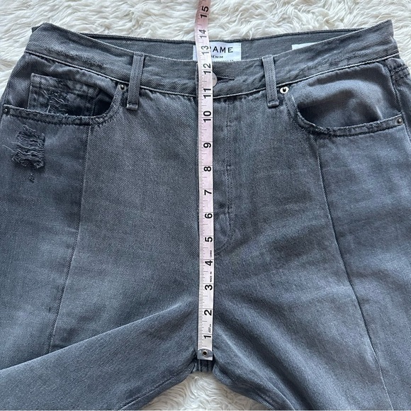 Frame Jeans Denim Nouveau Le Mix Straight Leg Crop Distressed Raw Hem Gray 32 - Picture 13 of 14
